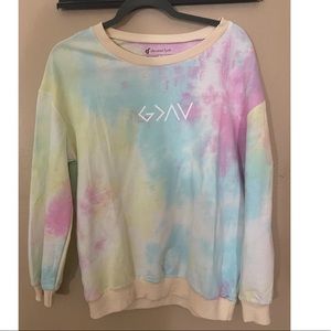 Elevated faith god is greater than the highs lows tie dye sweatshirt size small